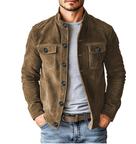 Men's Slim-Fit Faux Suede Jacket – Vintage Casual Outerwear