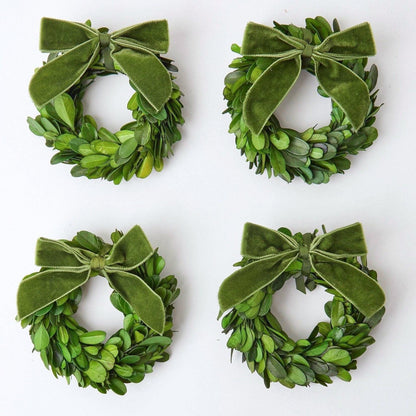 Forest Green Mini Velvet Napkin Bows (Set of 4)
