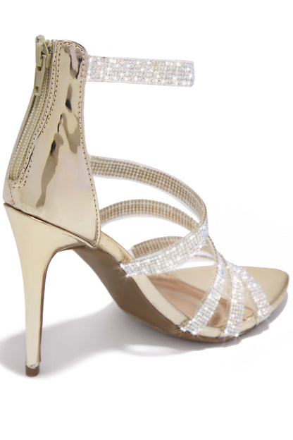 Private Parties Embellished High Heels - Gold