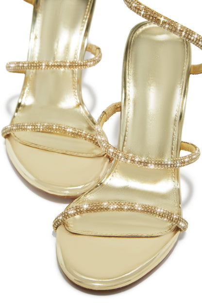 Sushmita Embellished Around The Ankle Coil Heels - Gold