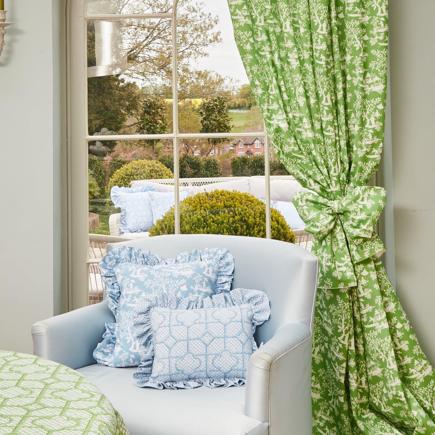 Green Pagoda Garden Fabric