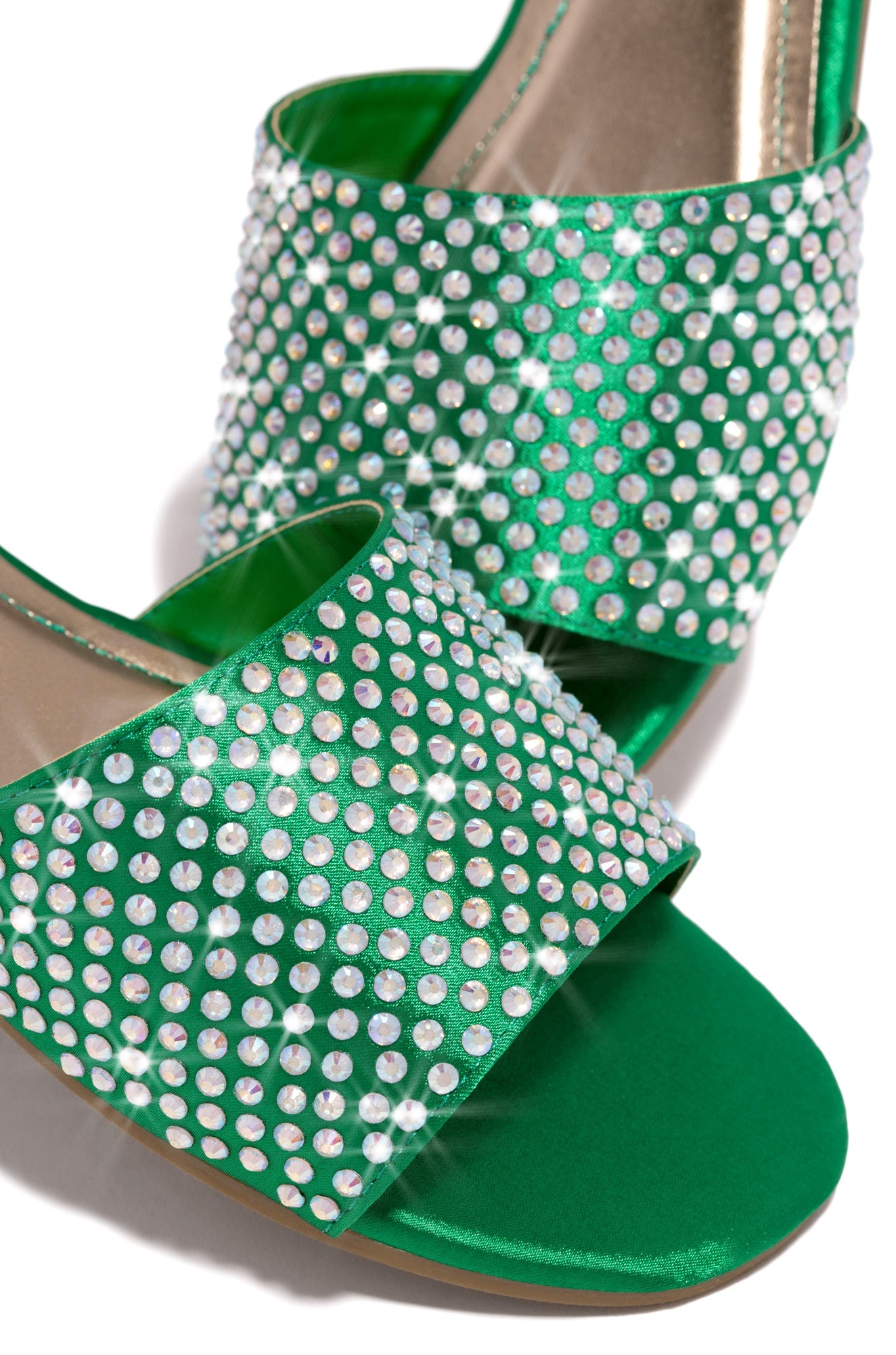Ula Embellished Slip On Sandals - Green