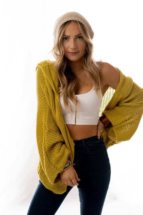 Cozy Hooded Cardigan - Mustard - Pre Order