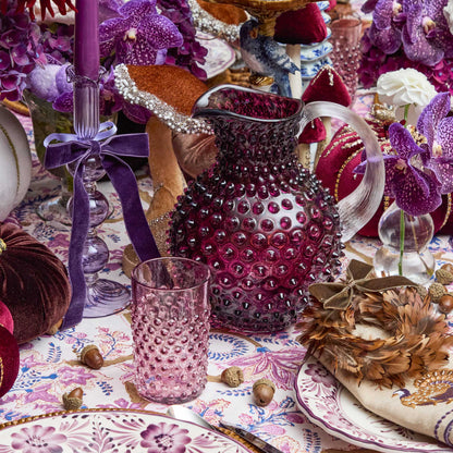Purple Hobnail Jug & Glasses (Set of 6)
