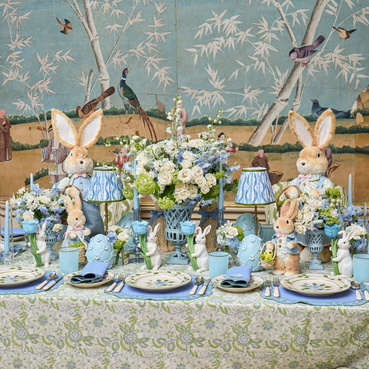 Blue Rose Eloise Linen Placemats & Napkins (Set of 4)