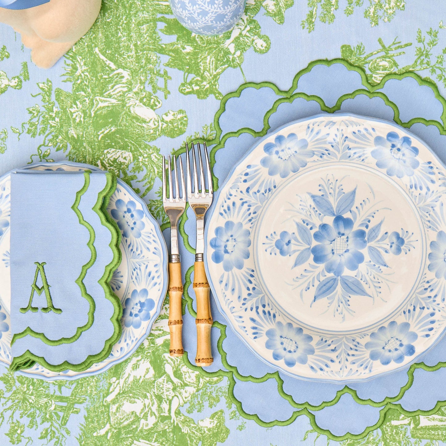 Ottilie Blue Toile Tablecloth