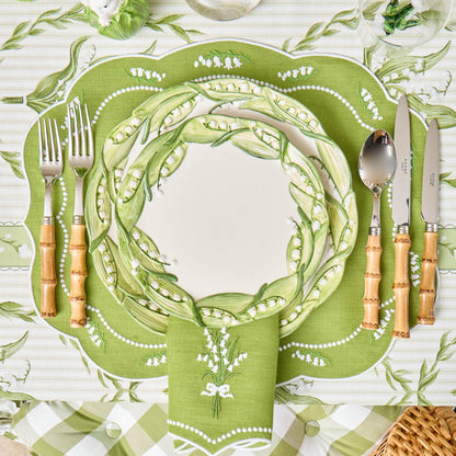 Green Lily of the Valley Eloise Linen Napkins (Set of 4)