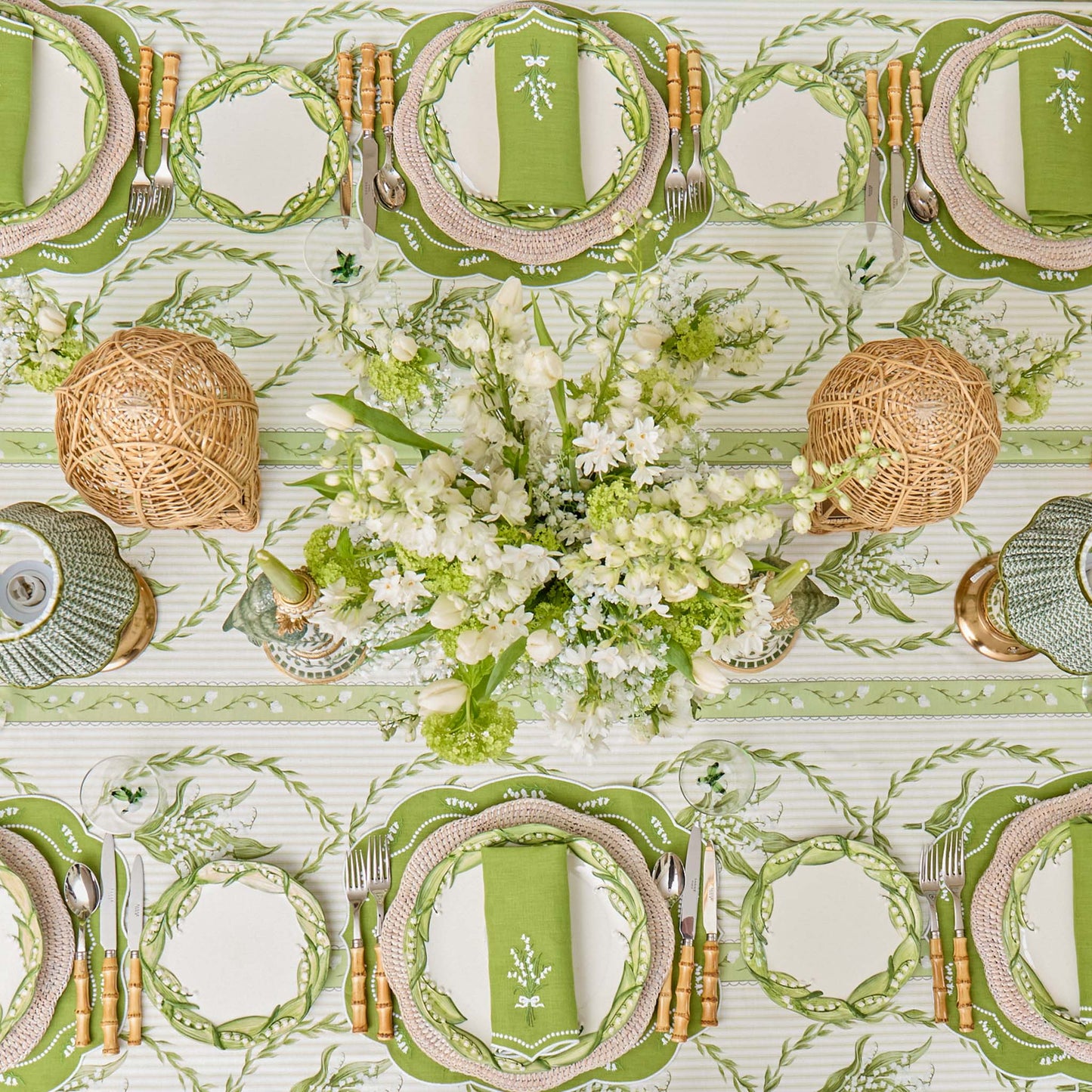 Green Lily of the Valley Eloise Linen Napkins (Set of 4)