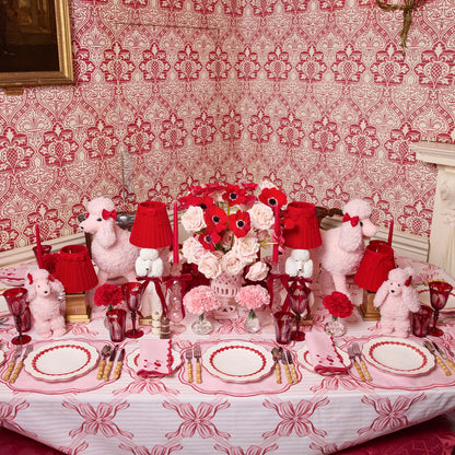 Fifi Poodle Rechargeable Lamp with Red Velvet Bow Shade (18cm)