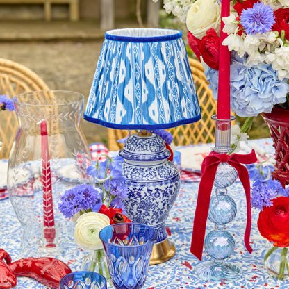 Chinoiserie Rechargeable Lamp with Cobalt Ikat Shade (22cm)