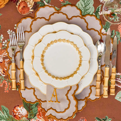 Taupe & Mustard Lily Placemats (Set of 4)