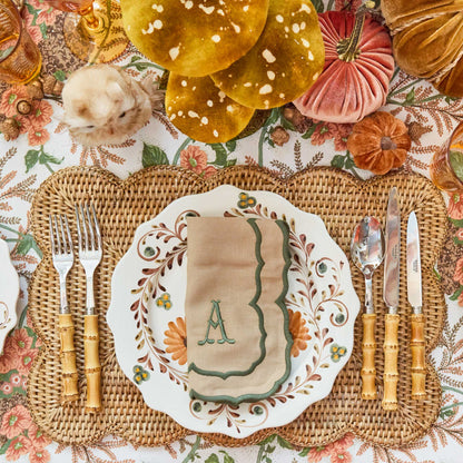Rectangular Scalloped Rattan Placemats (Set of 4)