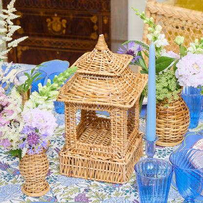 Natural Rattan Pagoda Lantern Set