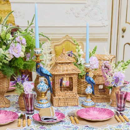 Blue Parrot Candle Holder Set