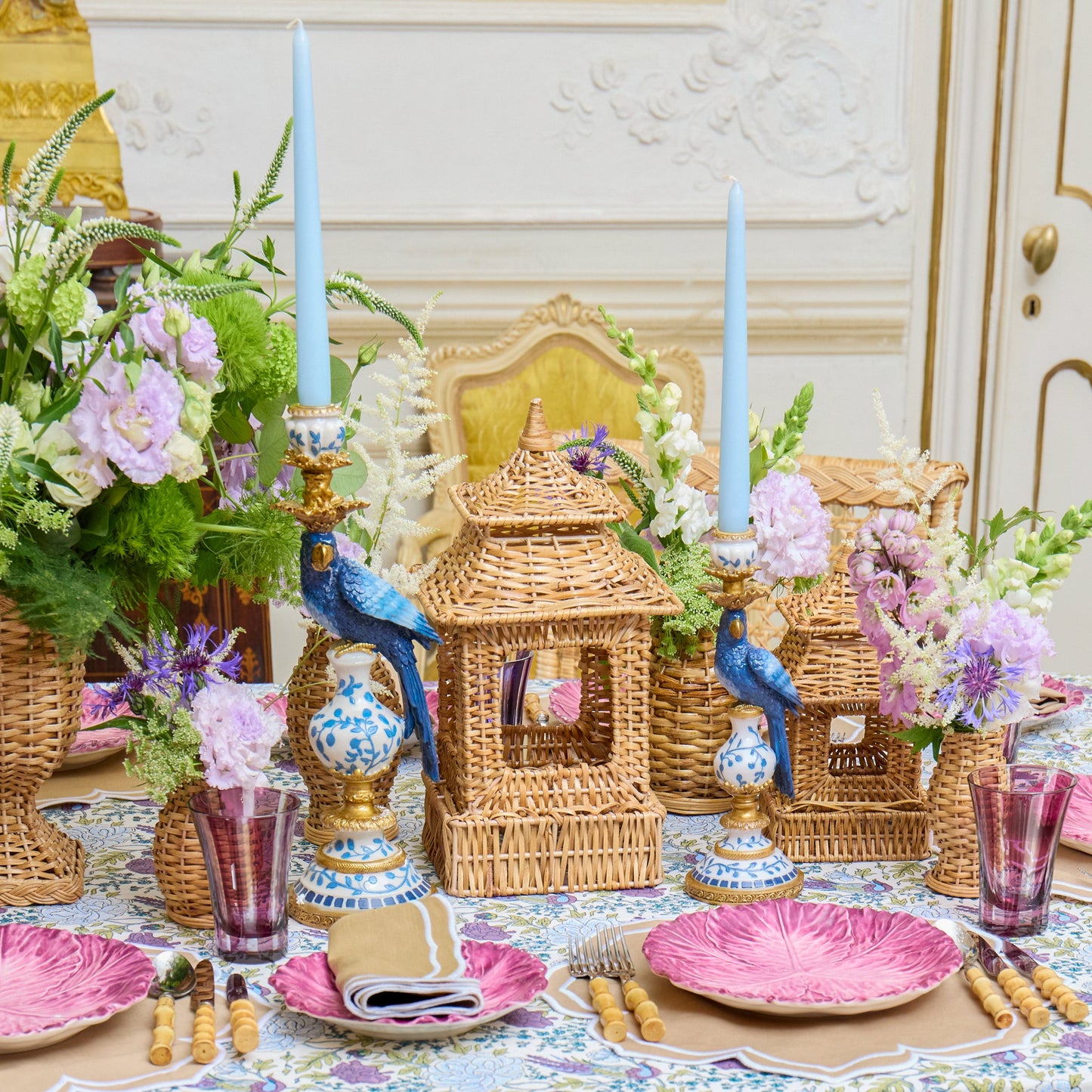 Mini Rattan Pagoda Lanterns (Pair)