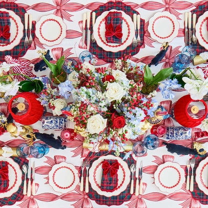 Red Bow Candycane Tablecloth