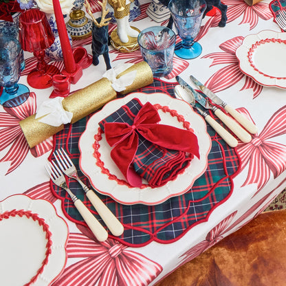 Red Bow Candycane Tablecloth