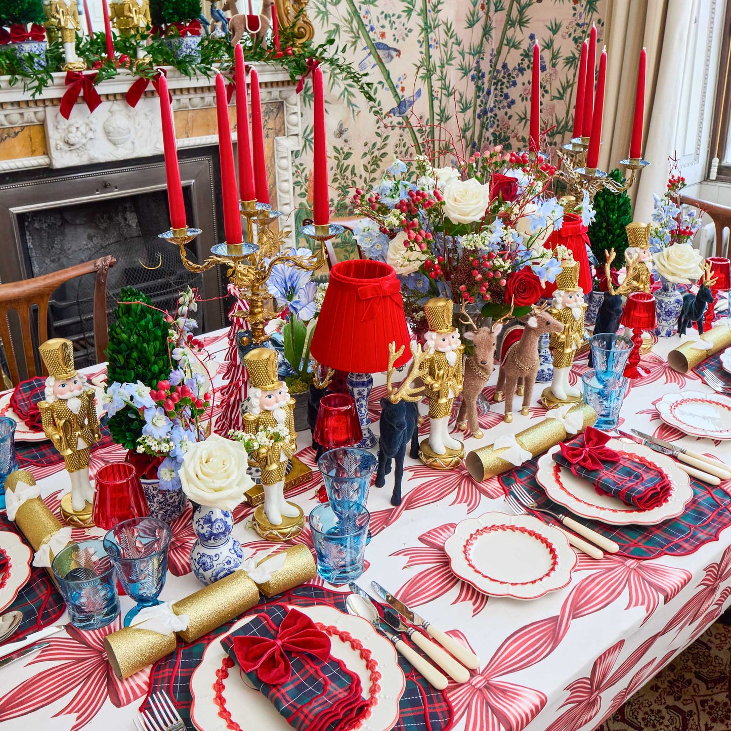 Red Bow Candycane Tablecloth