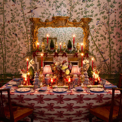 Red Bow Candycane Tablecloth