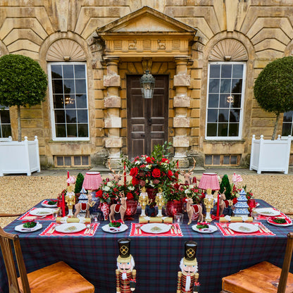 Navy & Red Tartan Tablecloth
