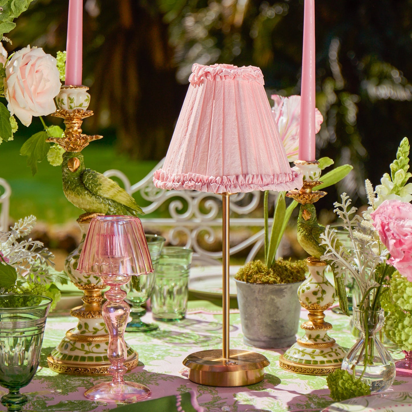 Pale Pink Frilled Silk Lampshade (18cm)