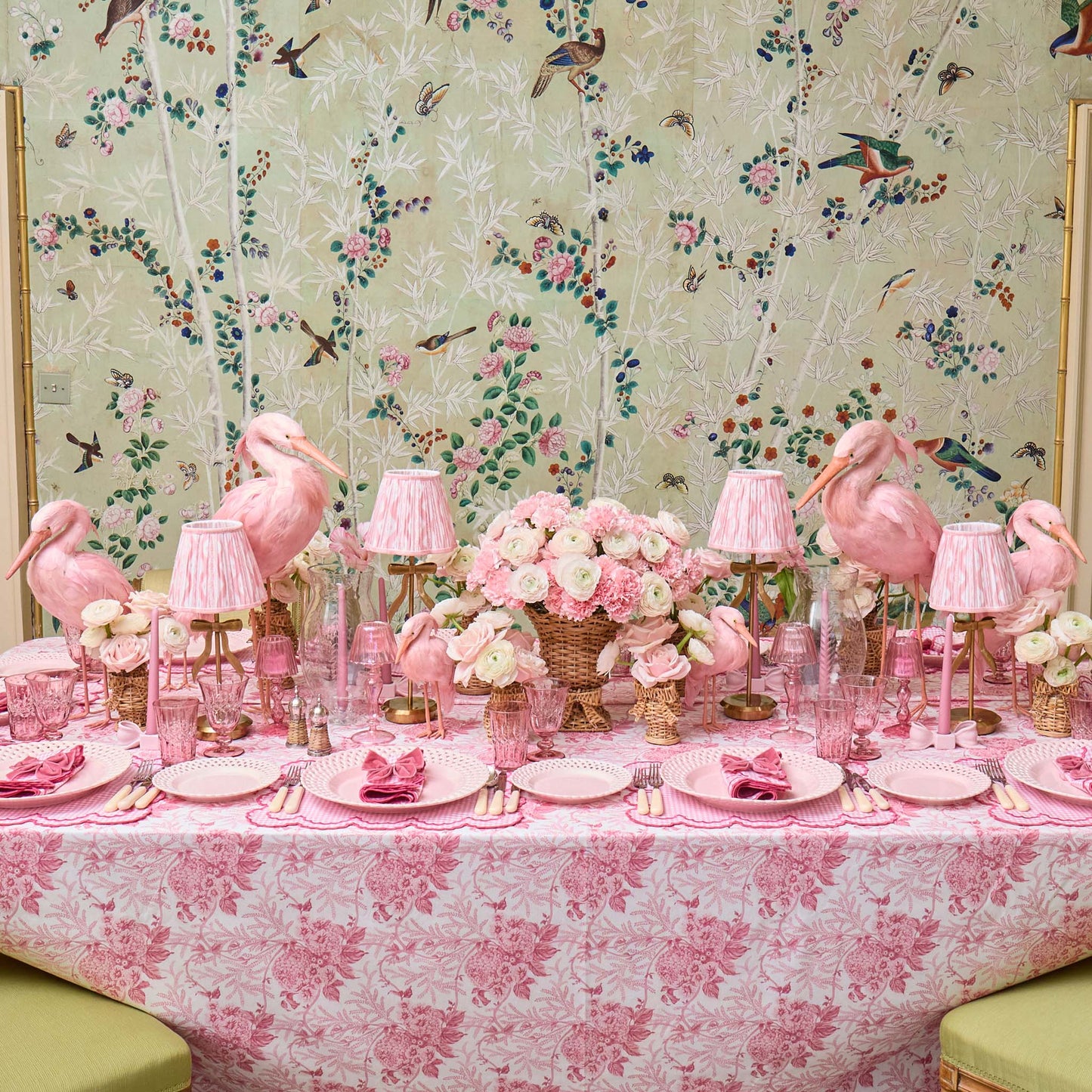 Pink Basketweave Dinner & Starter Plates (Set of 8)