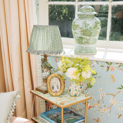 Olive Parrot Lamp with Olive Lotus Ruffle Shade (30cm)