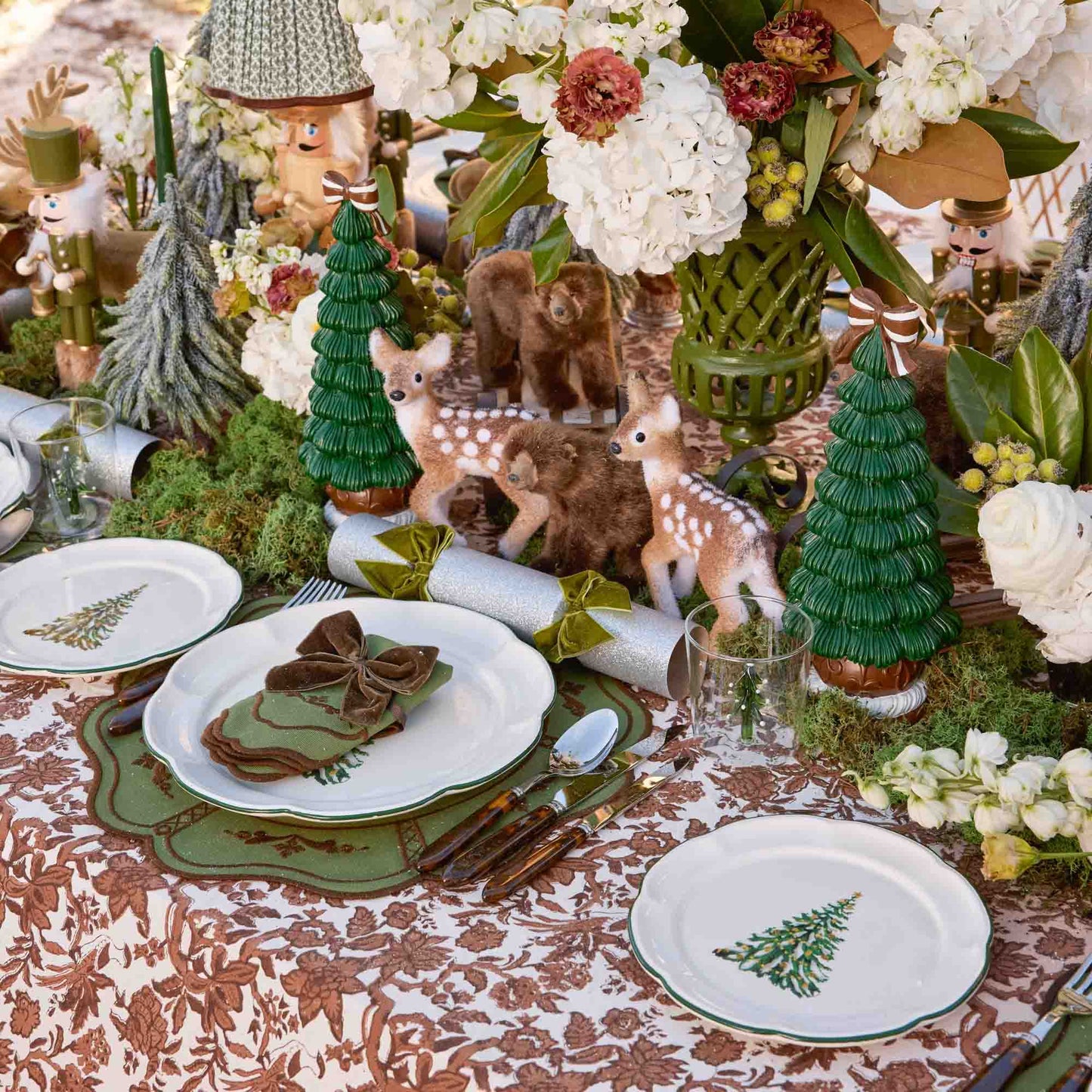 Green & Chocolate Doris Placemats & Napkins (Set of 4)
