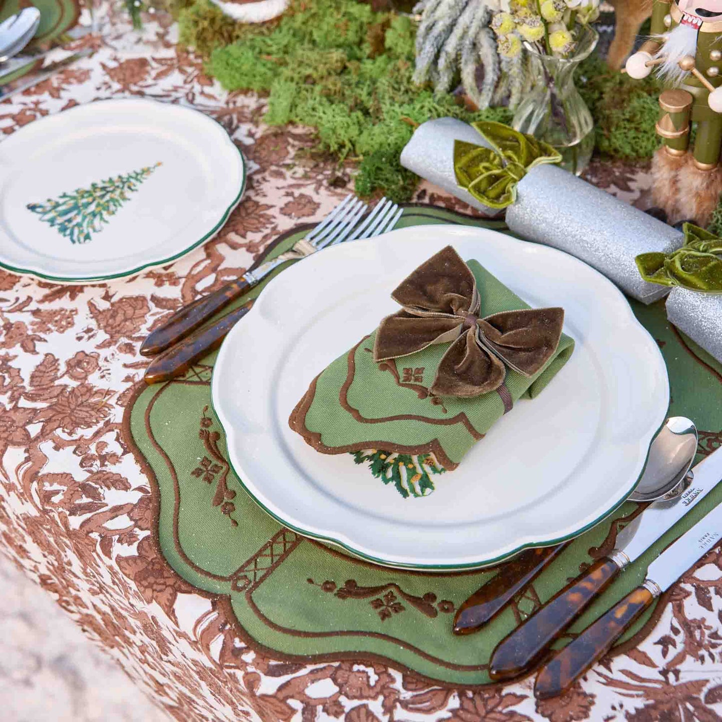 Green & Chocolate Doris Placemats & Napkins (Set of 4)