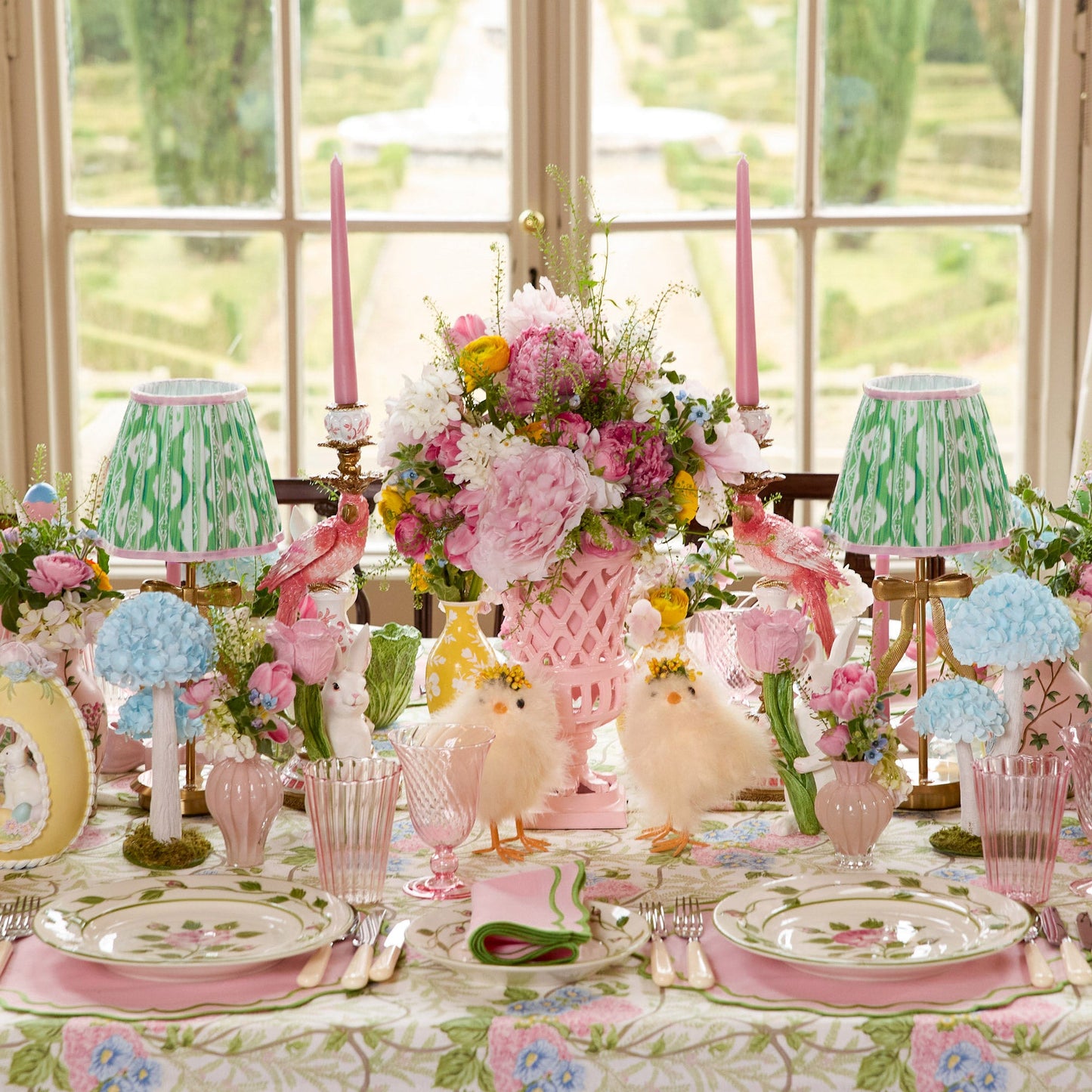 Pink & Blue Lady Isabella's Garden Tablecloth