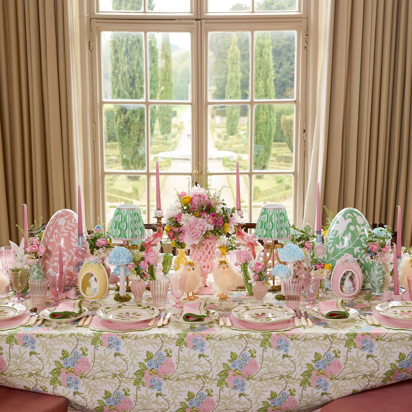Pink & Blue Lady Isabella's Garden Tablecloth