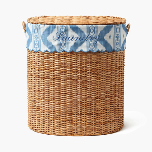 Isabella Rattan Laundry Basket with Ikat Liner
