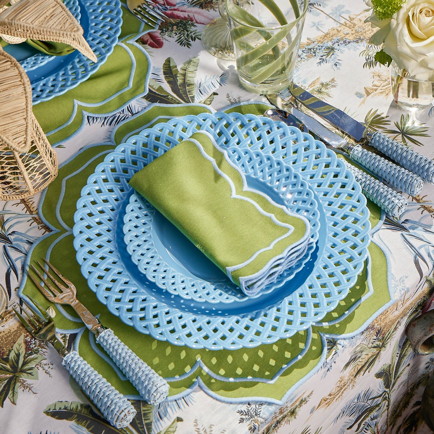 Green Fleur Napkins (Set of 4)