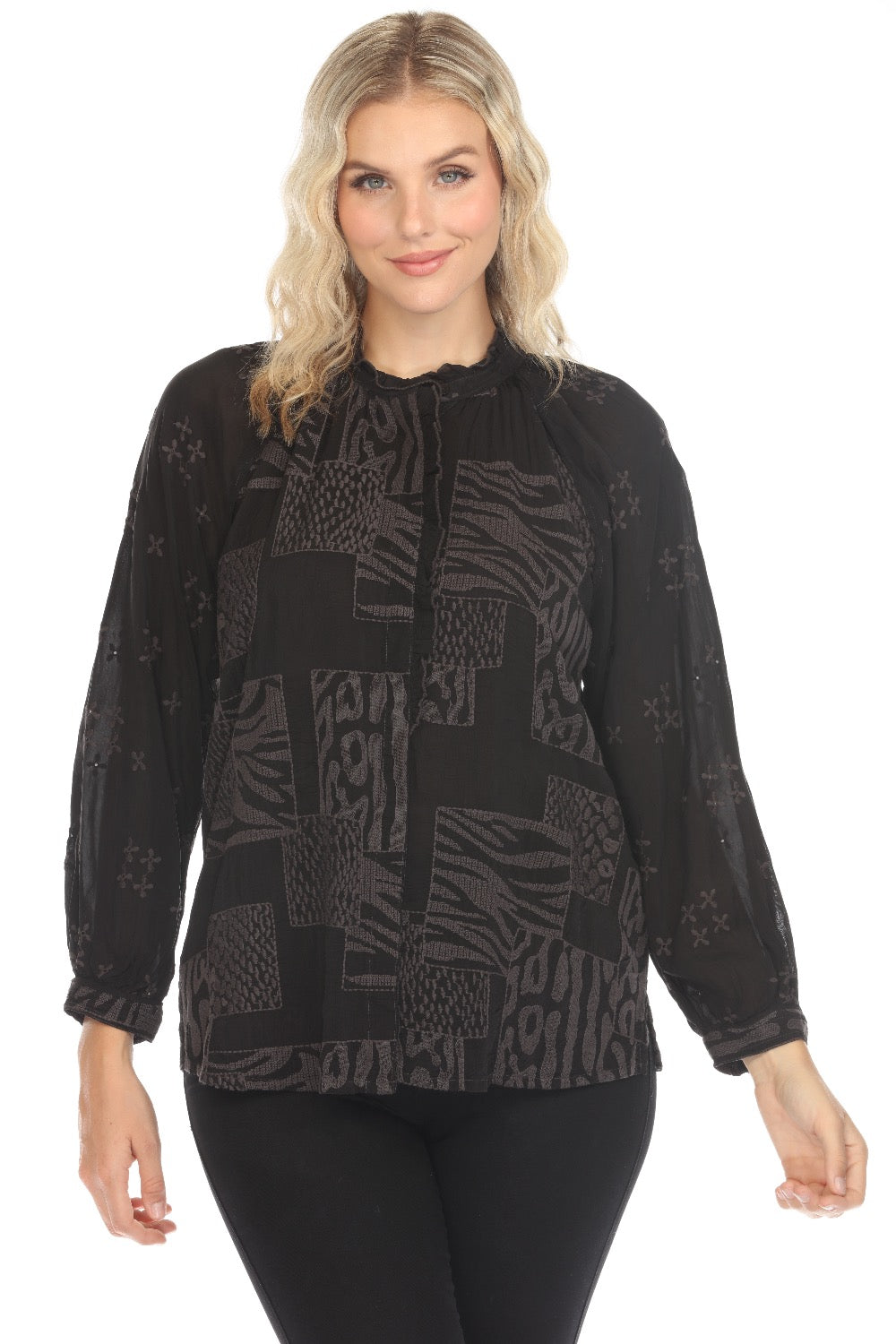 Johnny Was Molli Embroidered Button-Down Blouse C19924-O