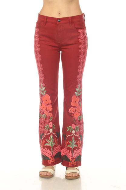 Johnny Was Red Caleta Straight Flare Jean L60025-7