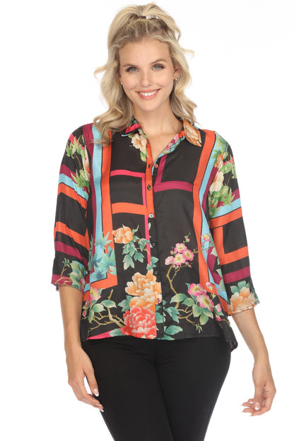 Johnny Was Petalunah Le Jardin Silk Blouse C14824