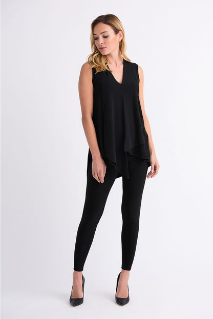 Joseph Ribkoff Layered Sleeveless Asymmetric Hem Tunic Top 161060