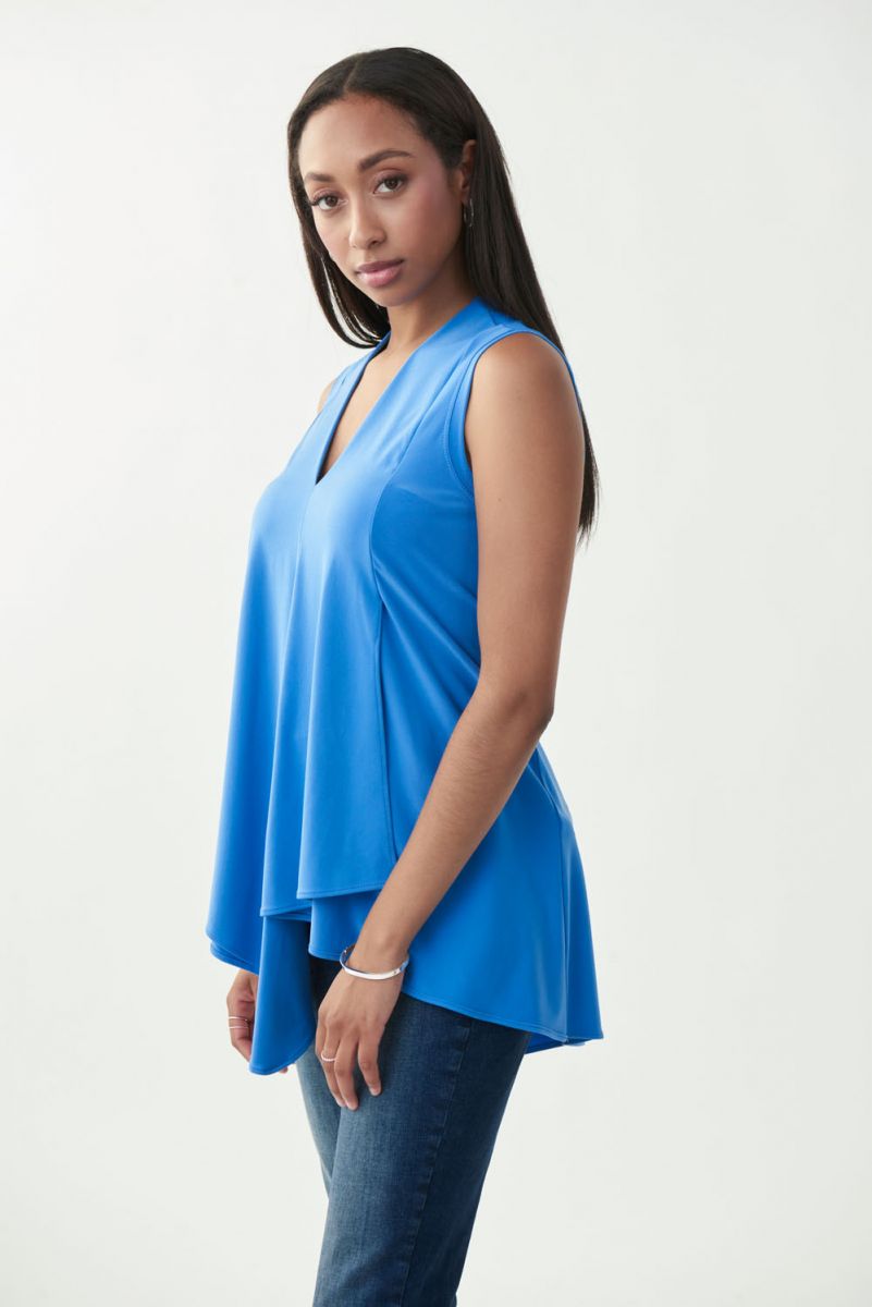 Joseph Ribkoff Layered Sleeveless Asymmetric Hem Tunic Top 161060