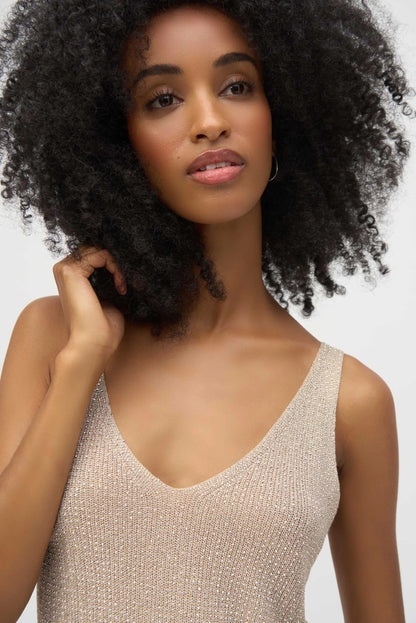 Joseph Ribkoff Metallic Knitted Camisole With Rhinestones 252915S26