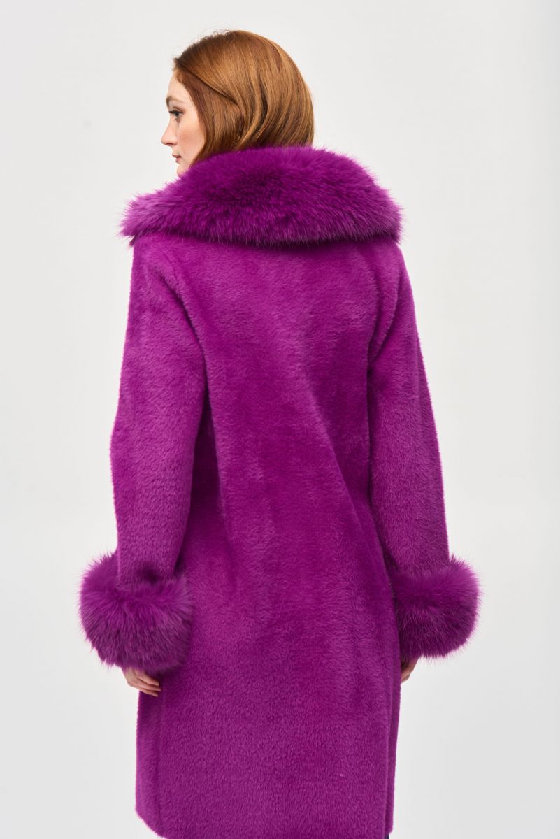Joseph Ribkoff Detachable Faux Fur Trim Long Sleeve Coat 243923F25