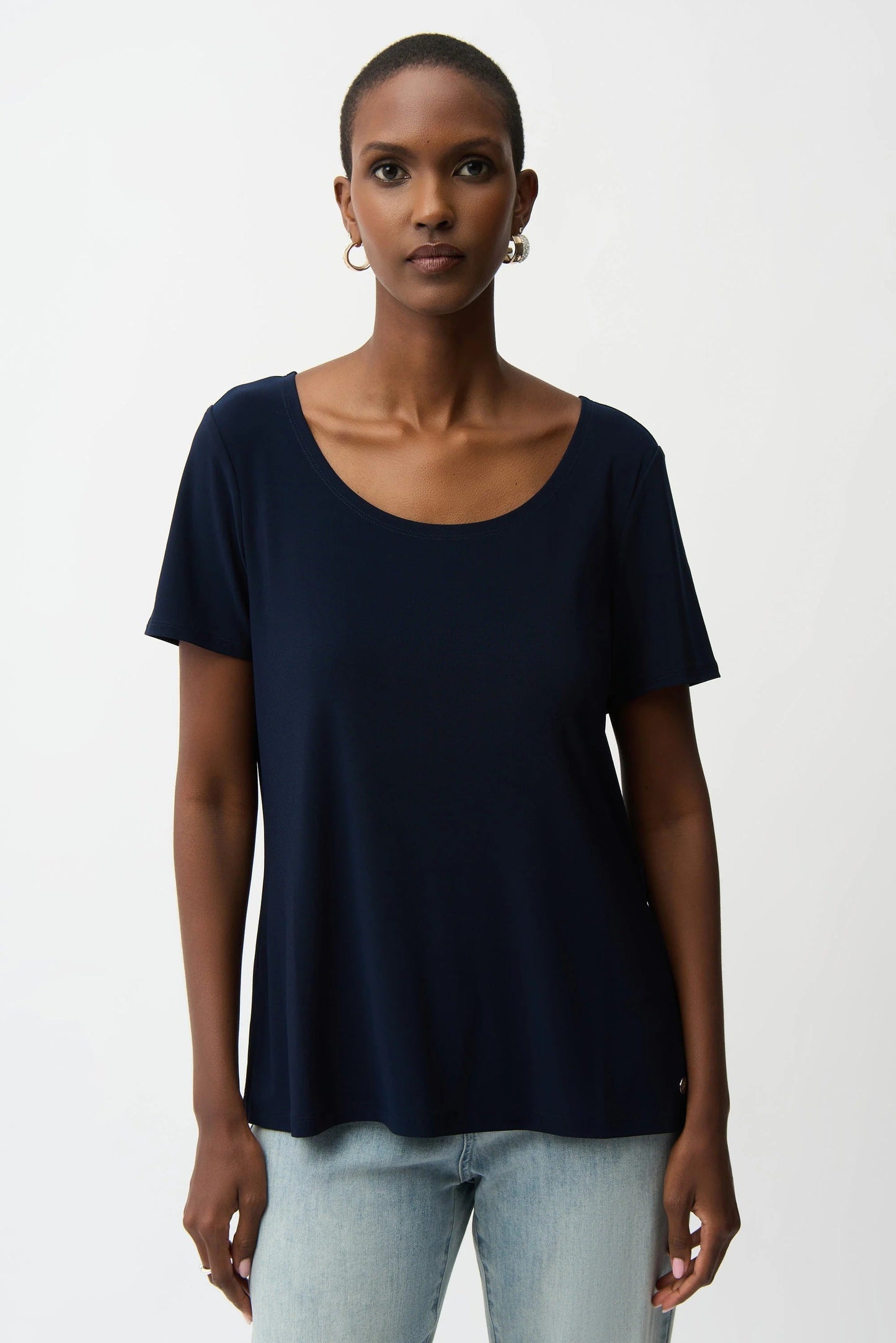 Joseph Ribkoff Scoop Neck Short Sleeve Flared Top 261940
