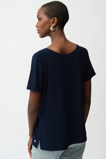 Joseph Ribkoff Scoop Neck Short Sleeve Flared Top 261940