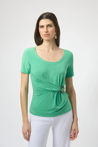 Joseph Ribkoff Drape Front Buckle Detail Fitted Top 252230