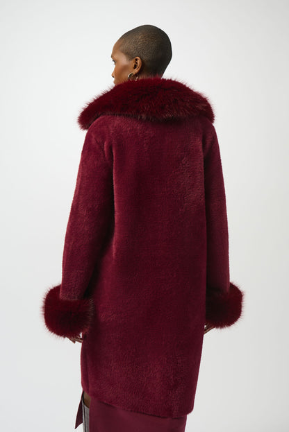 Joseph Ribkoff Detachable Faux Fur Trim Long Sleeve Coat 243923F25