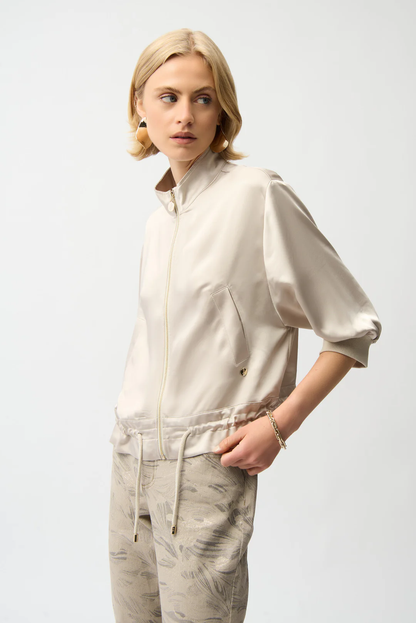 Joseph Ribkoff Moonstone Satin Drawstring Hem Boxy Jacket 261913
