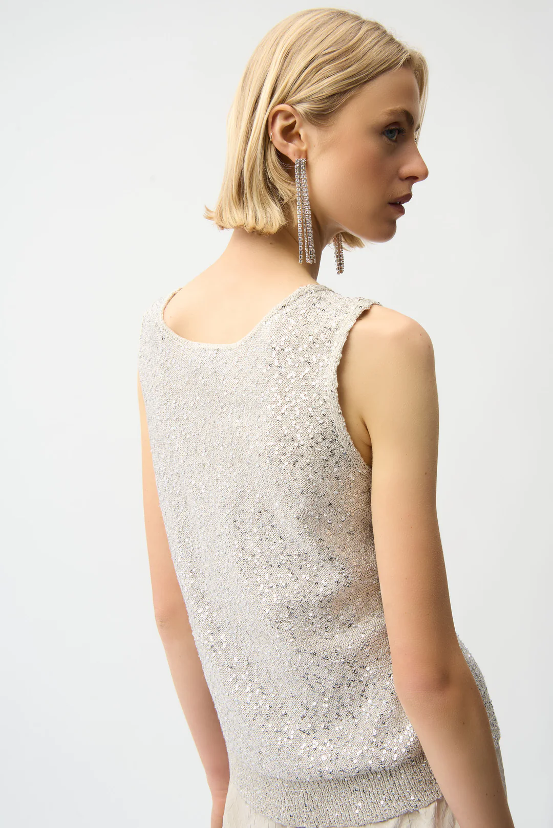 Joseph Ribkoff Moonstone Sequinned V-Neck Sleeveless Top 261914
