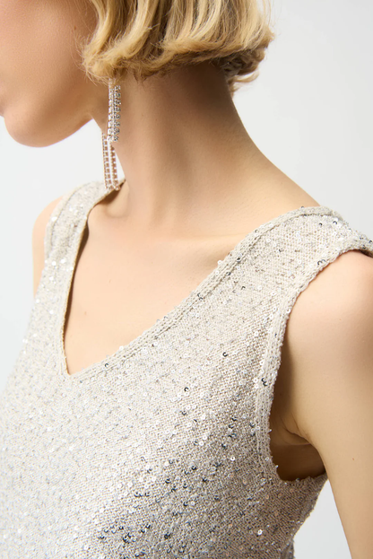 Joseph Ribkoff Moonstone Sequinned V-Neck Sleeveless Top 261914