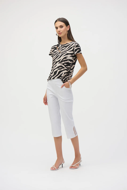 Joseph Ribkoff Pull On Guipure Capri Pants 252192