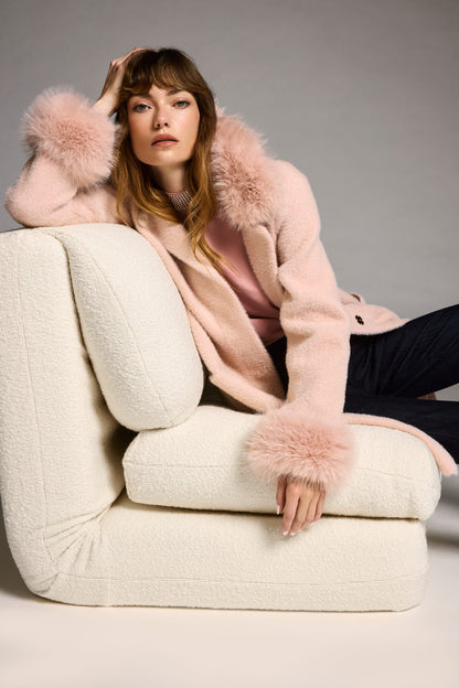 Joseph Ribkoff Detachable Faux Fur Trim Long Sleeve Coat 243923F25
