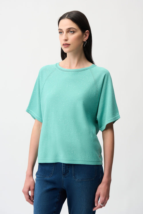 Joseph Ribkoff Sequined Raglan Sleeve Sweater Top 261917